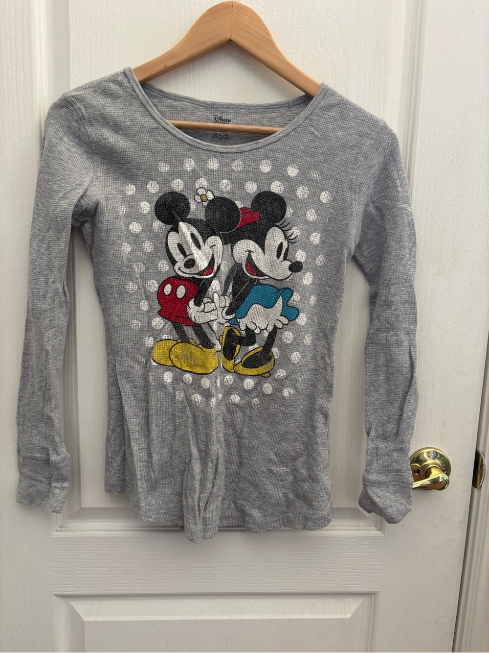 Disney Grey Long Sleeve Tee with Mickey & Minnie Graphic